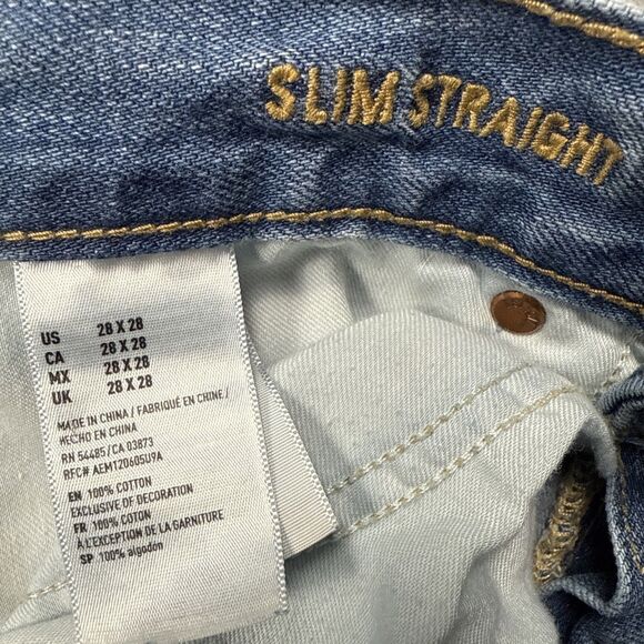 American Eagle Men’s 28x28 Slim Straight Jeans Light Wash 100% Cotton - Picture 7 of 10